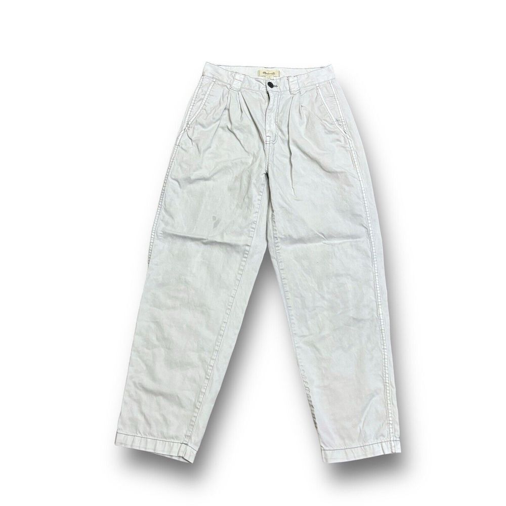 Madewell Women's Pleated Tapered Pants Ivory *Stained Size 25‎ x 27
